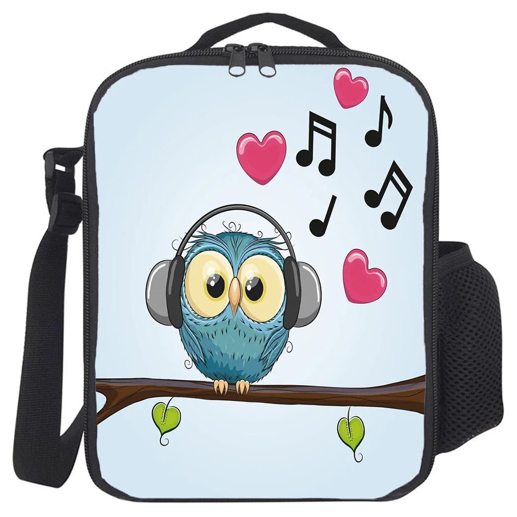 Новые сумки для ланча с рисунком совы музыка сердце путешествий на открытом
