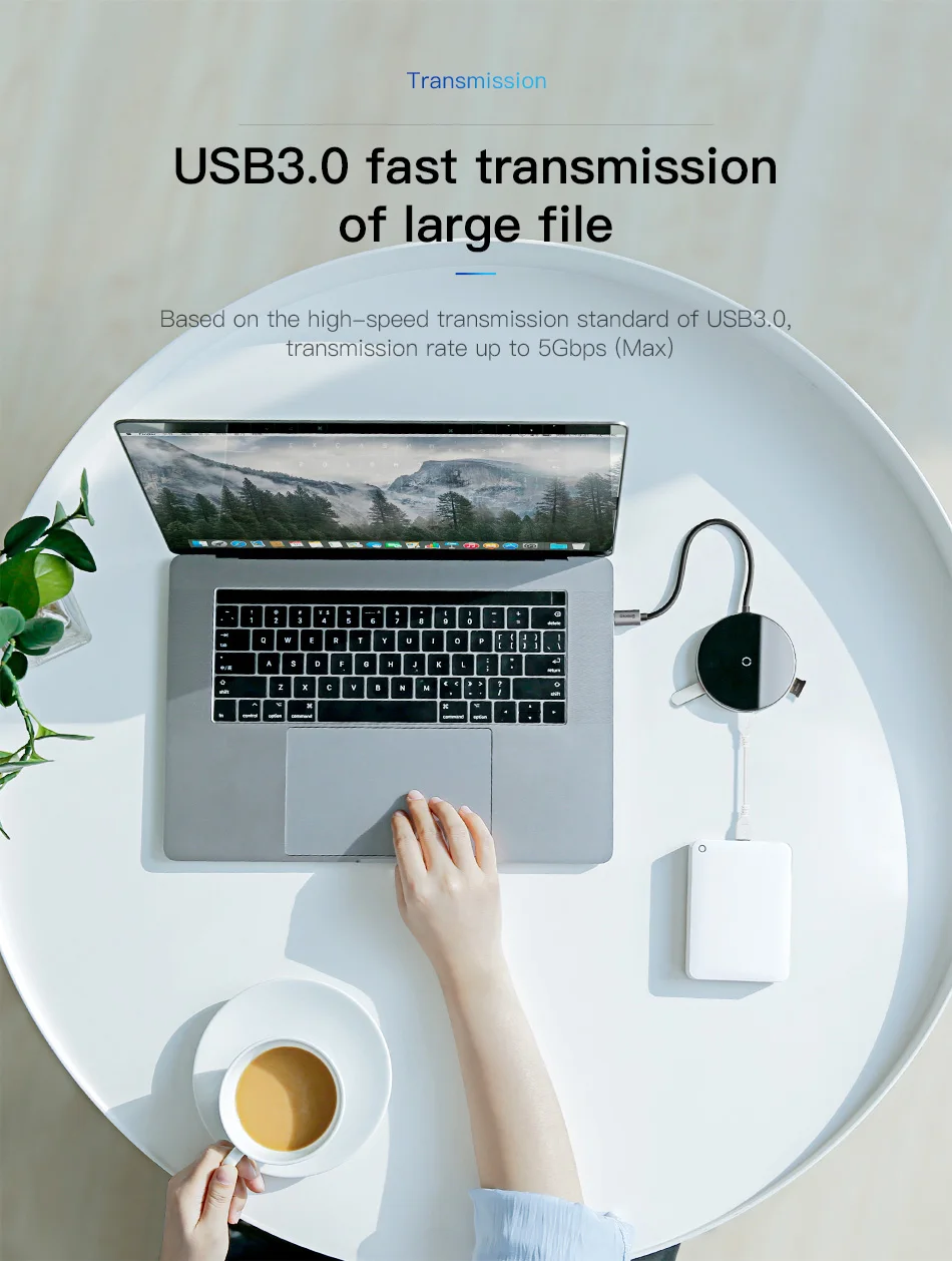 Baseus USB Type C HUB to HDMI 4k USB 3.0 HUB Type-c PD Power Adapter For MackBook Pro Air Qi Wireless Charger USB-C Splitter HAB