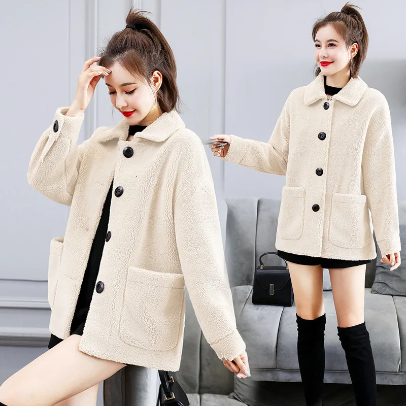 Year Winter Lapel Concise Comfortable Leisure Time Joker Directly Canister Pocket Grace Charm Loose Coat | Женская одежда