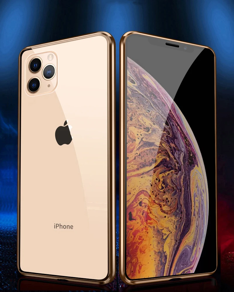 Двухсторонний стеклянный Магнитный чехол для телефона iPhone 11Pro 11 MAX XS XR xзакаленное
