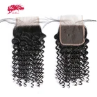 Ali Queen, волосы, глубокая волна, кружевная застежка, бразильские натуральные человеческие волосы 4x4, кружевная застежка с детскими волосами, бесплатная часть от 10 дюймов до 20 дюймов