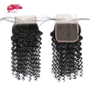 Ali Queen, волосы, глубокая волна, кружевная застежка, бразильские натуральные человеческие волосы 4x4, кружевная застежка с детскими волосами, бесплатная часть от 10 дюймов до 20 дюймов