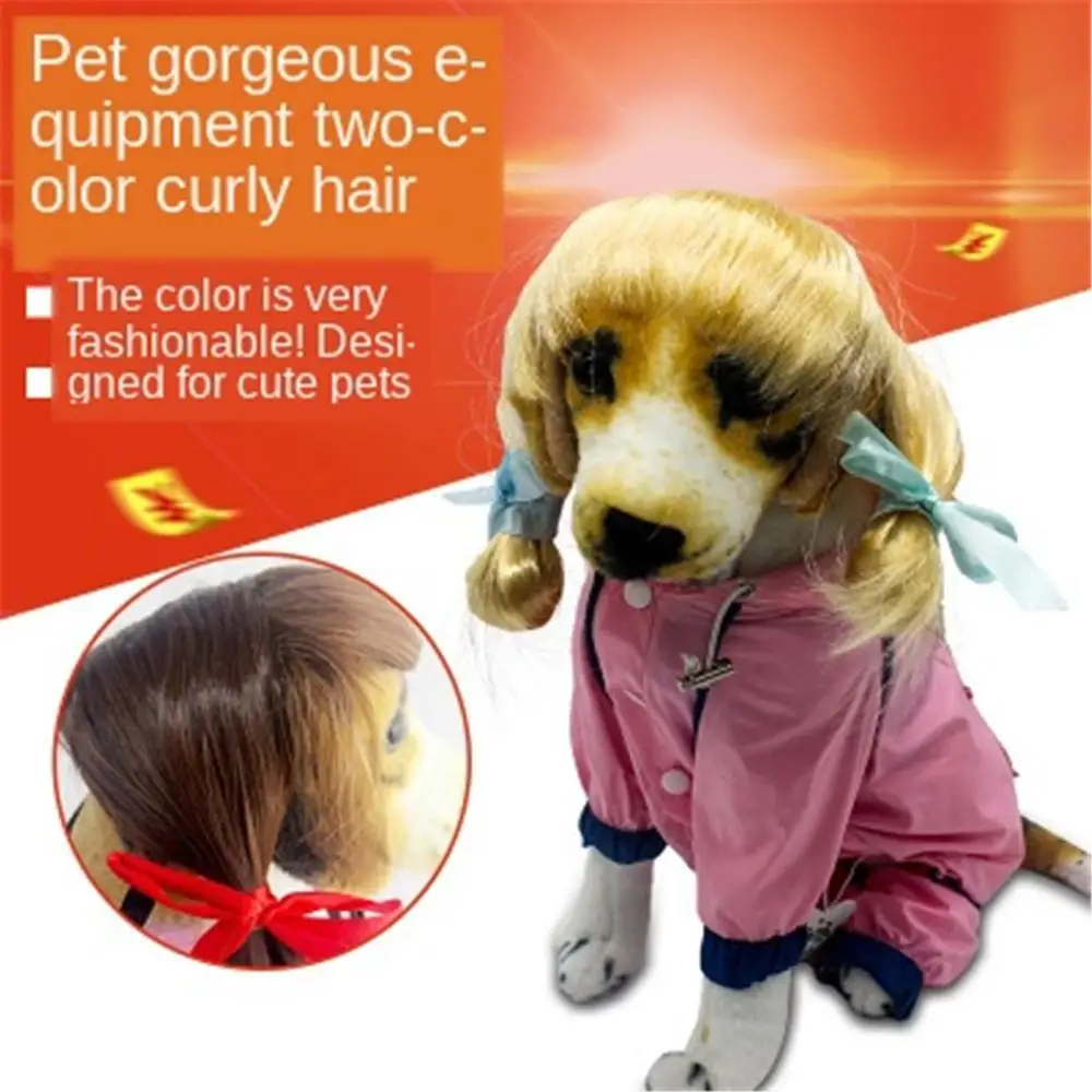 

Pet Decorations Headdress Funny Wig Pet Hairband Head Pet Hat Dog Cute Costumes Wavy Syethetic Hair Cat Wigs-gift Supplies Party