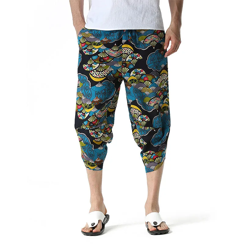 

3D Floral Print Joggers Pants Men Cotton Linen Baggy Harem Pants Men Harajuku Streetwear Sports Sweatpants Male Pantalon Homme