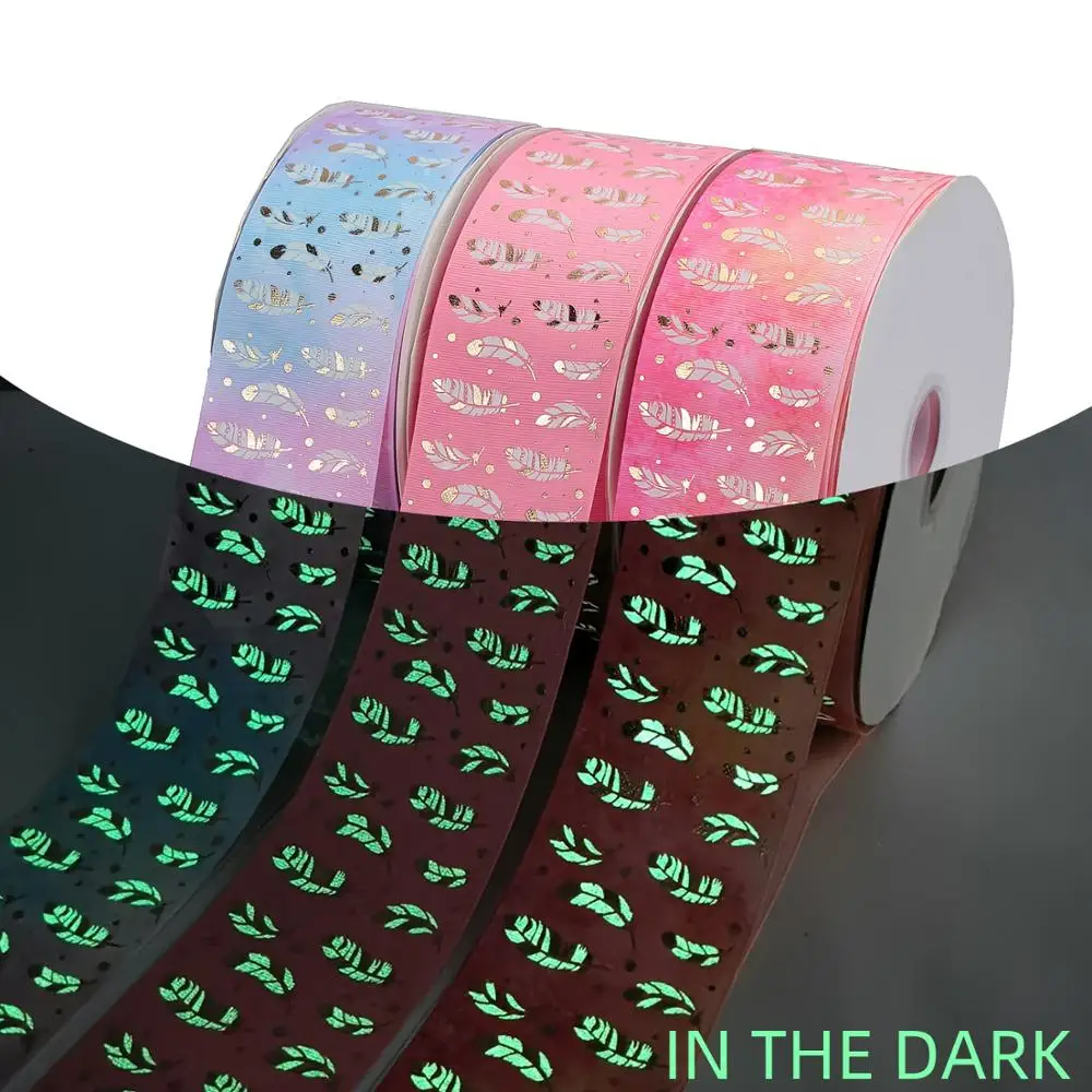 Золотая фольга 3 дюйма 75 мм и корсажная лента с принтом перьев сияющими чернилами