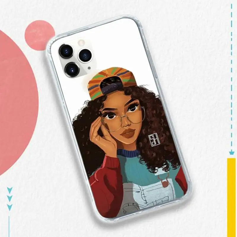 

MELANIN POPPIN Black Girl Phone Case for iPhone 11 12 pro XS MAX 8 7 6 6S Plus X 5S SE 2020 XR