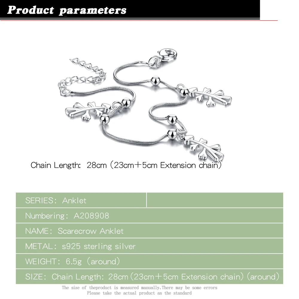 Милые пугающие браслеты с подвеской на щиколотке 100% Стерлинговое Серебро 925