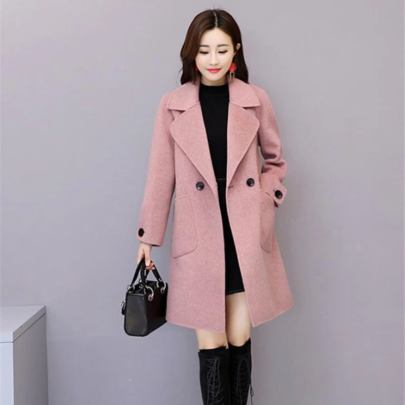 Осенне зимнее длинное шерстяное Женское пальто 2020 Новое корейское