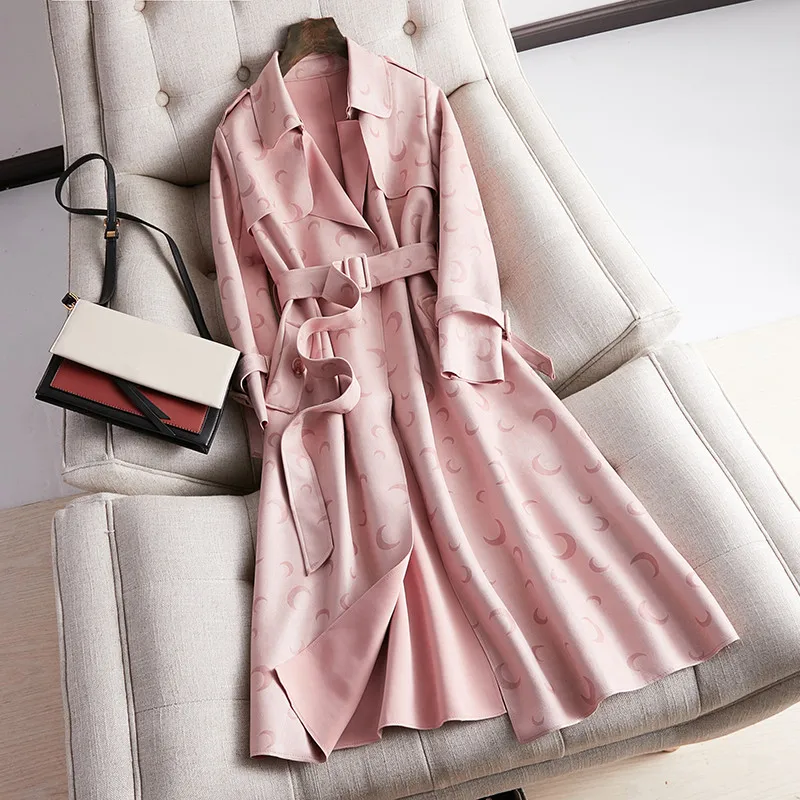 

New Fashion Suede Trench Coat Women 2020 Autumn Long-sleeved Casual Long Trench coat With Belt Chic Female Windbreaker Plus Size