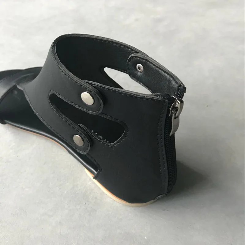 Сандалии женские из мягкой кожи плоская подошва открытый носок повседневные