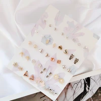 20 pairslot geometric stud earring set for women love leaf arrow owl bird butterfly crystal elephant ear studs jewelry 2019