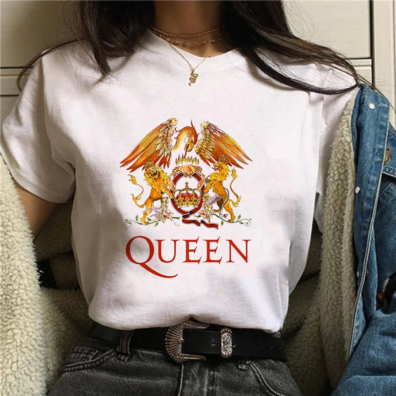 

Vogue Queen Band t shirt women Freddie Mercury Friends T-shirt Aesthetic Cartoon Queen Crown t shirts 90s Graphic Korean clothes