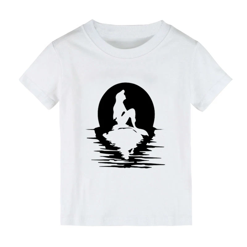 Рубашка с принтом принцессы русалки Детская футболка для мальчиков и девочек