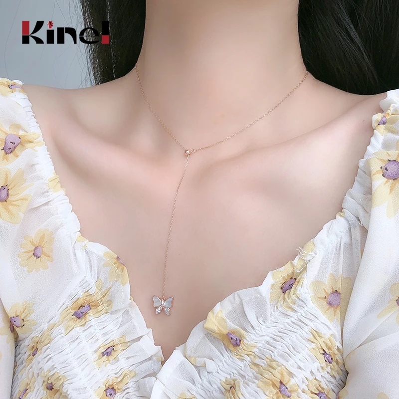 Женское колье с подвеской бабочкой из серебра 925 пробы|Ожерелья| |