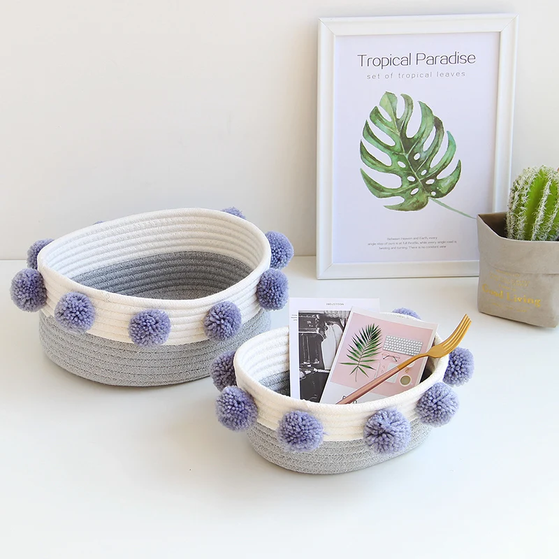Настольная Косметическая корзина для хранения японская хлопковая веревка