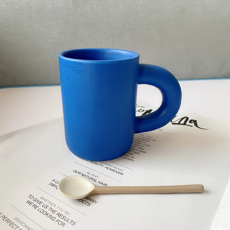 Керамическая кружка с жирной ручкой кофейная новая окрашенная вручную витражная