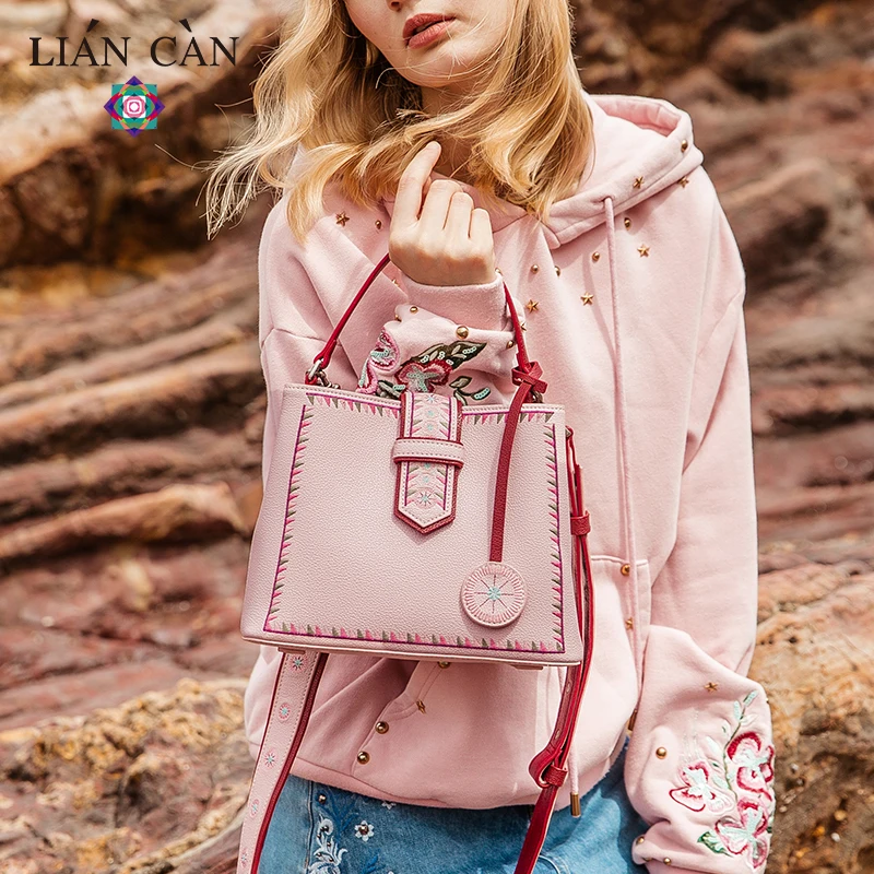 LIAN CAN сумка-ведро с вышивкой женские сумки через плечо из спилка сумка роскошные