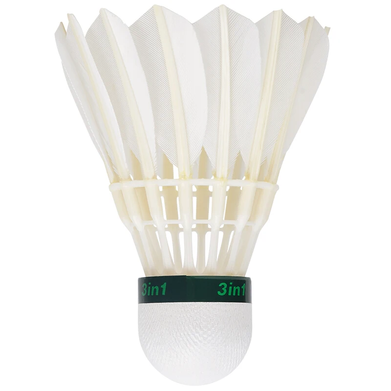 Волан для бадминтона DHS TR412 трехступенчатый с гусиными перьями|Волан| |