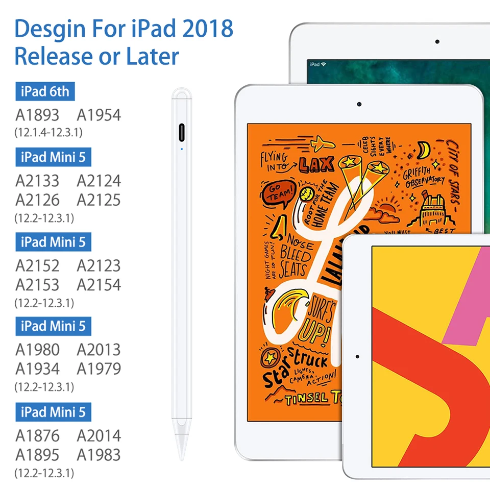 Активный стилус для iPad 8 7 6 ipad pro 3 4 2020 12.9in Air 2019 mini 5 отклоняемый рук сенсорный