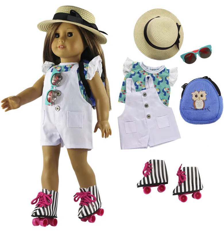 

2020 Newest Fashion Doll Clothes Skating Set Toy Clothing for 18" American Doll Casual Clothes Many Style for Choice 01