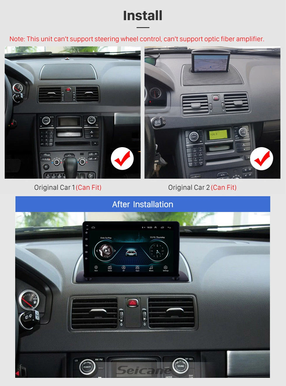 Seicane Android 8,1 Автомобильный GPS мультимедийный плеер для Volvo XC90 2004 2005 2006- " Автомобильный Радио навигатор WIFI SWC зеркальное соединение