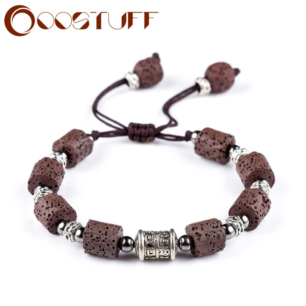 Браслеты с бусинами из коричневого лавового камня браслеты для женщин и мужчин