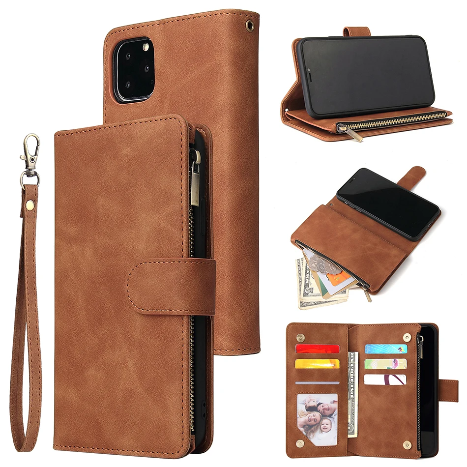 

For Funda Huawei P smart 2019 Plus Phone Case Luxury Zipper Leather Wallet Card Holder Cover for Huawei P30 Honor 20 Lite Shell
