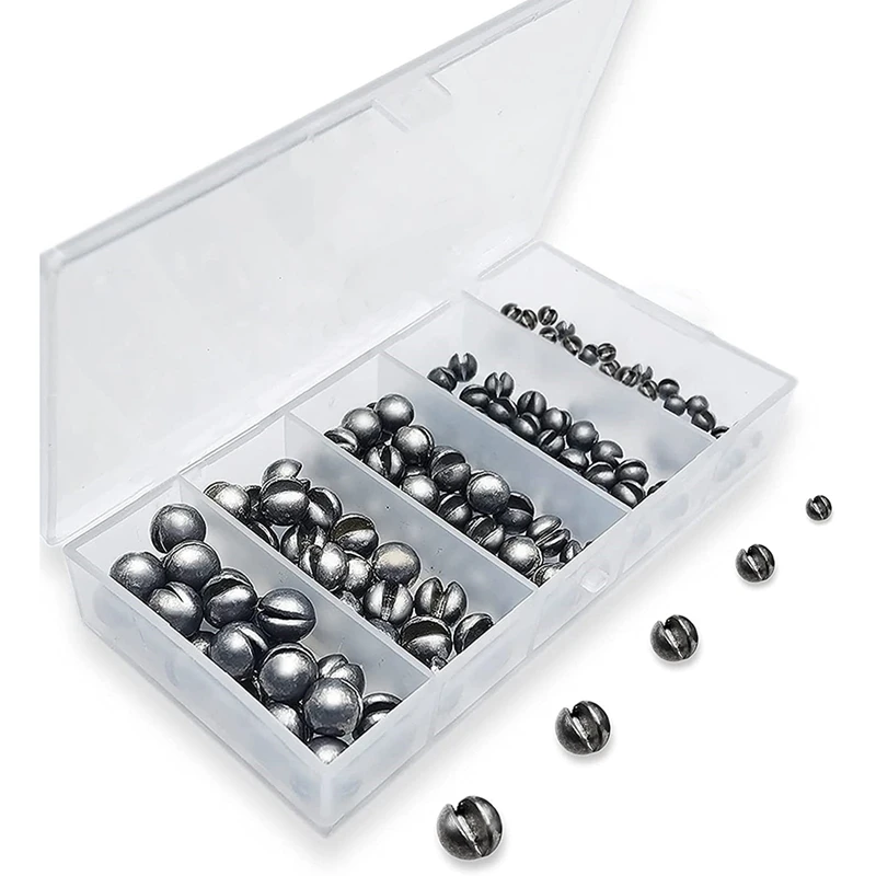 

100PCS Fishing Weights Sinkers, Premium Split Shot Fishing Weights Sinkers, Round Removable Fishing Sinkers,5 Sizes