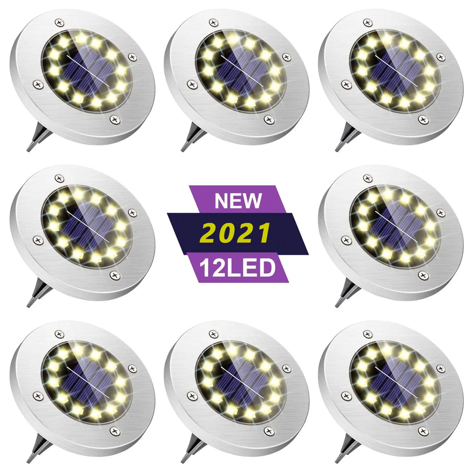 

1/4/8Pack Solar Garden Lights 12LED Solar Ground Lights Waterproof Light Underground Sensing Landscape Lights for Lawn Pathway