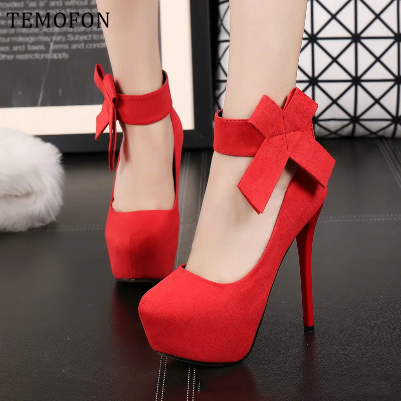 Женские туфли-лодочки TEMOFON черные замшевые туфли на платформе и высоком каблуке