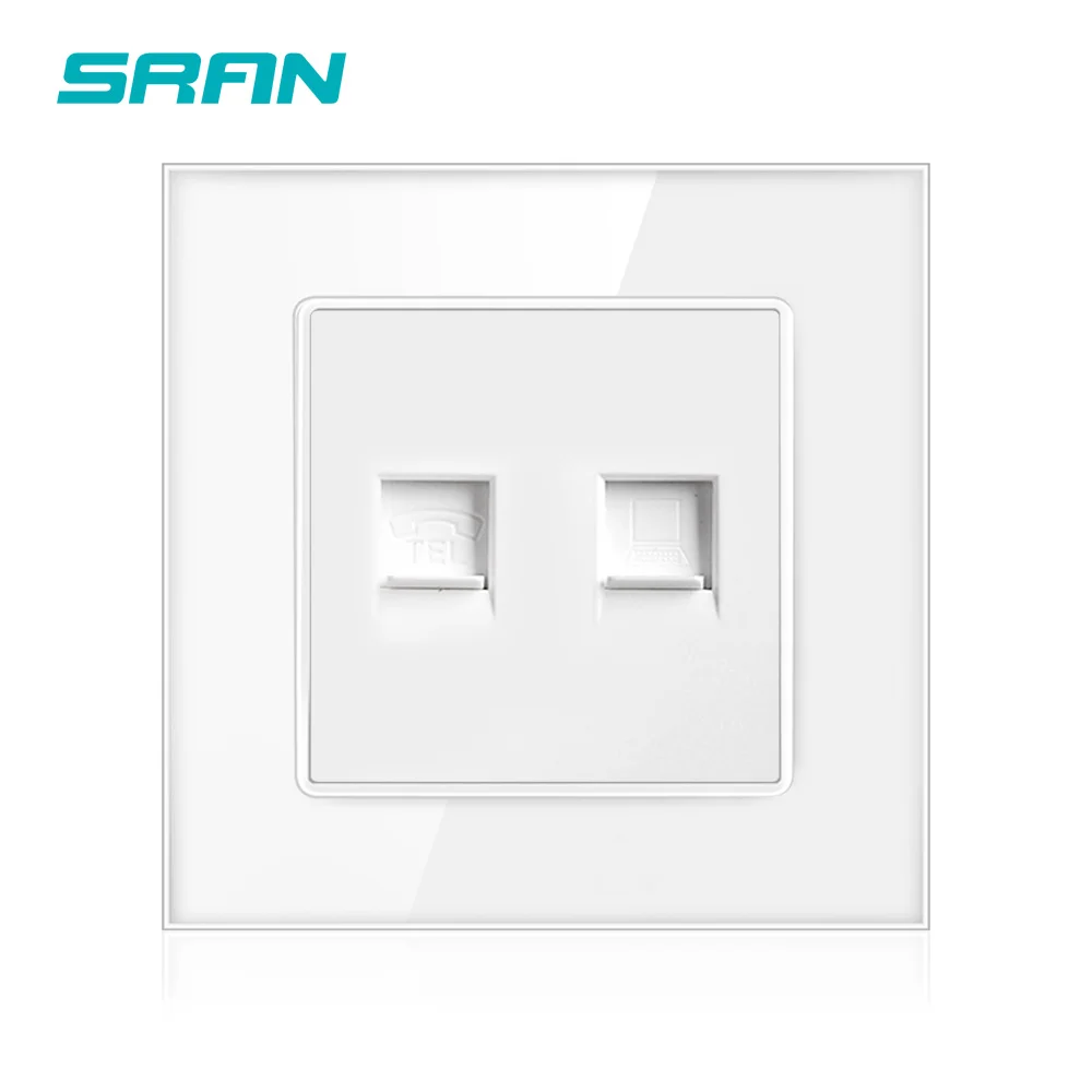 Настенная розетка SRAN для телефона и Интернета CAT5 Data RJ45 с RJ11 86 мм * панель из