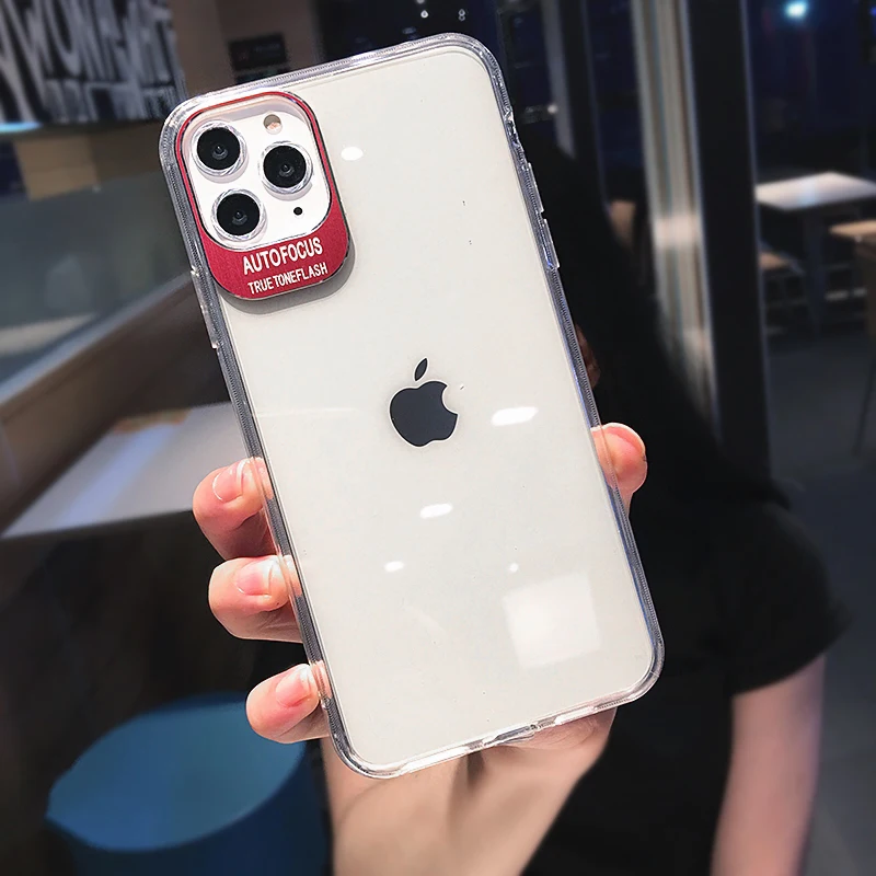Металлические линзы буквы чехлы протектор для iPhone 11 XS Max XR XS 6 6S 7 8 Plus Полный корпус мягкий ТПУ прозрачный задняя крышка телефона