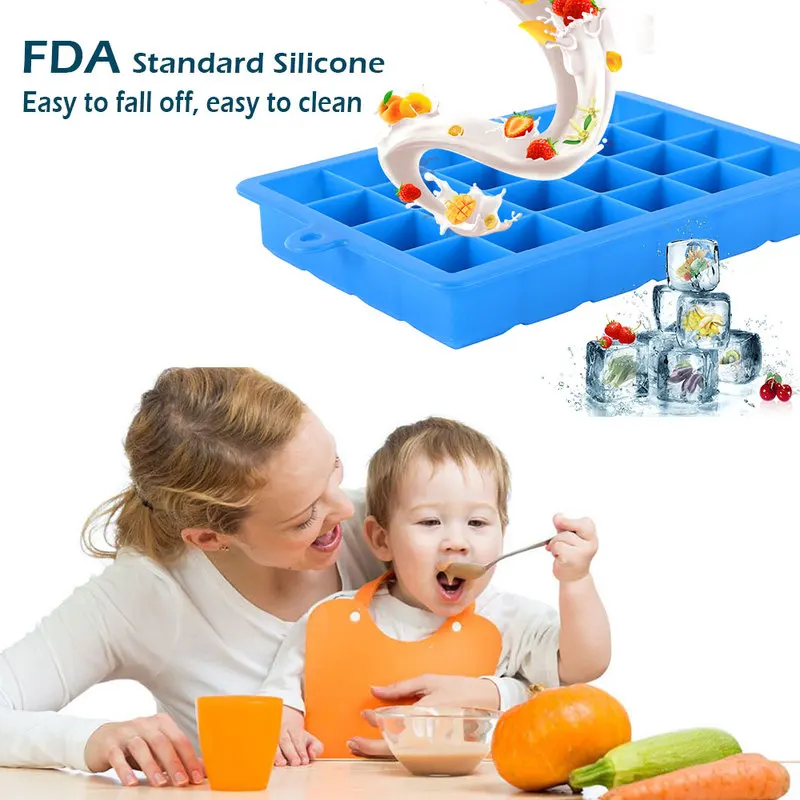 3 цвета 24 Сетки силиконовая форма льда Куб лоток с крышкой для кубика