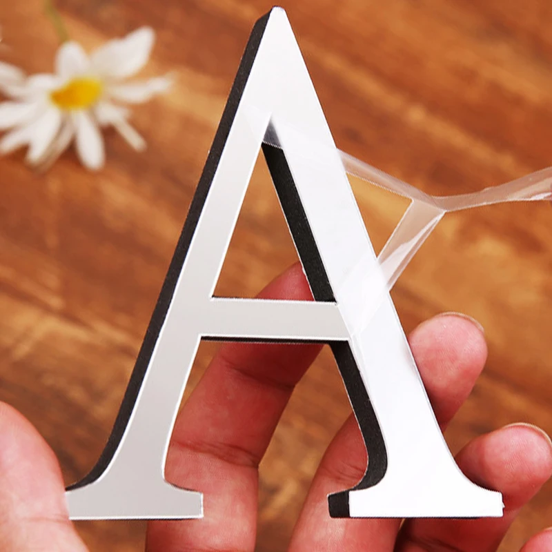 Акриловая английская стена для писем Наклейка 3D DIY персонализированное имя самоклеящаяся Зеркальная Наклейка s для свадьбы дня рождения Домашний декор