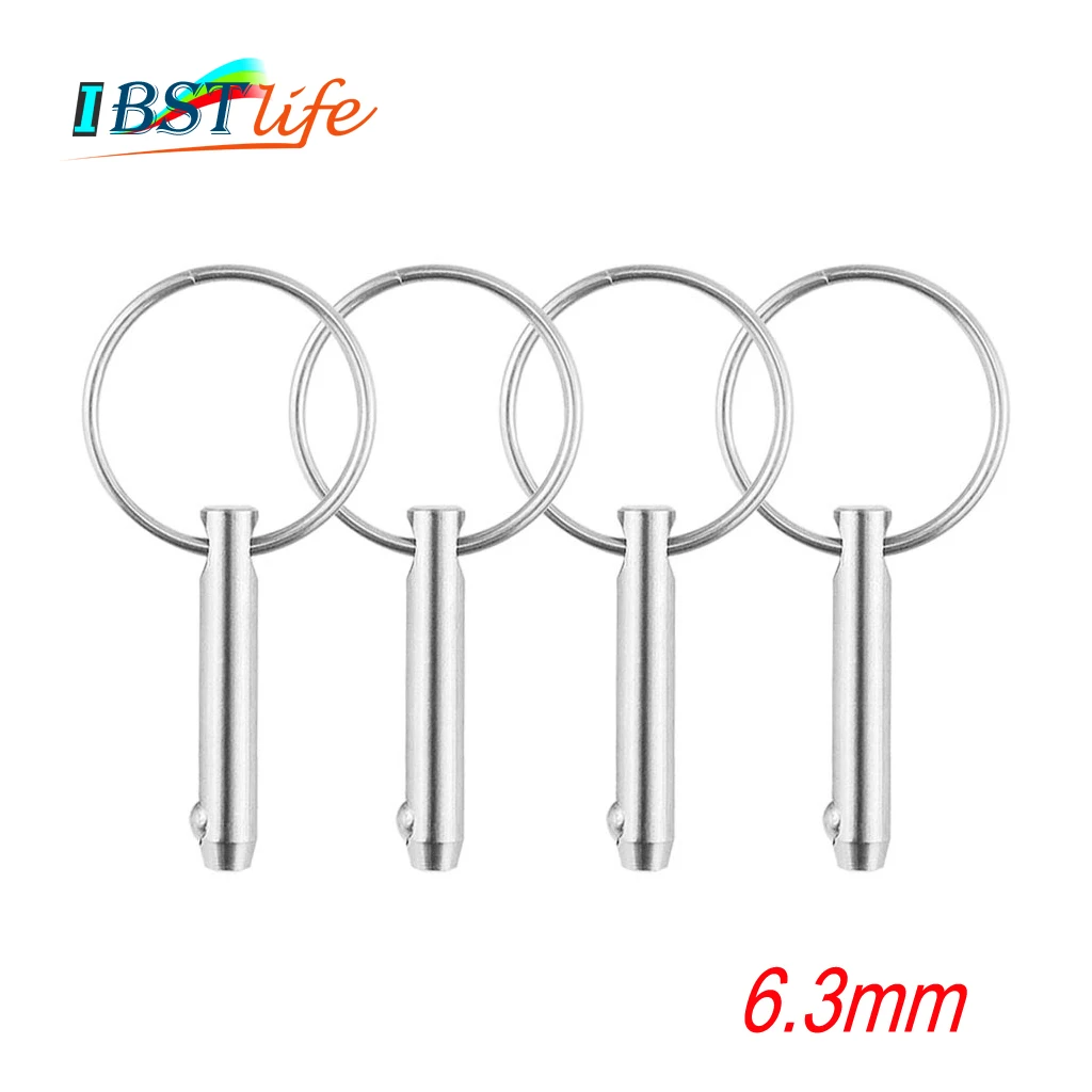 4PCS 6.3mm Marine Grade 1/4 inch Quick Release Ball Pin for Boat Bimini Top Deck Hinge Marine Stainless Steel 316 Boat