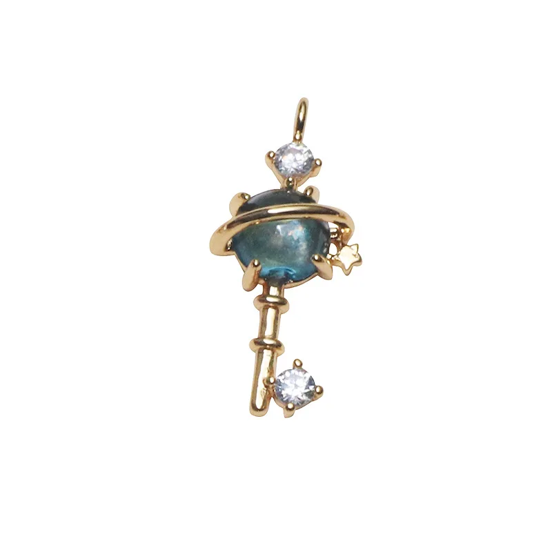 

10 Planet Key Charm with Rhinestone Blue Universe Key Pendant for Women Necklace Jewelry Making a Key to the Universe! KO-83GD2