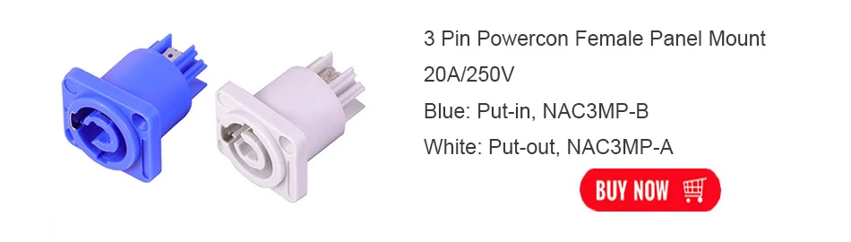 10 шт./лот 3 PIN Мощность con Мужской Разъем NAC3FCA NAC3FCB AC Мощность штекер 20A 250V для светодиодный Speakon Кабельный разъем синий/белый