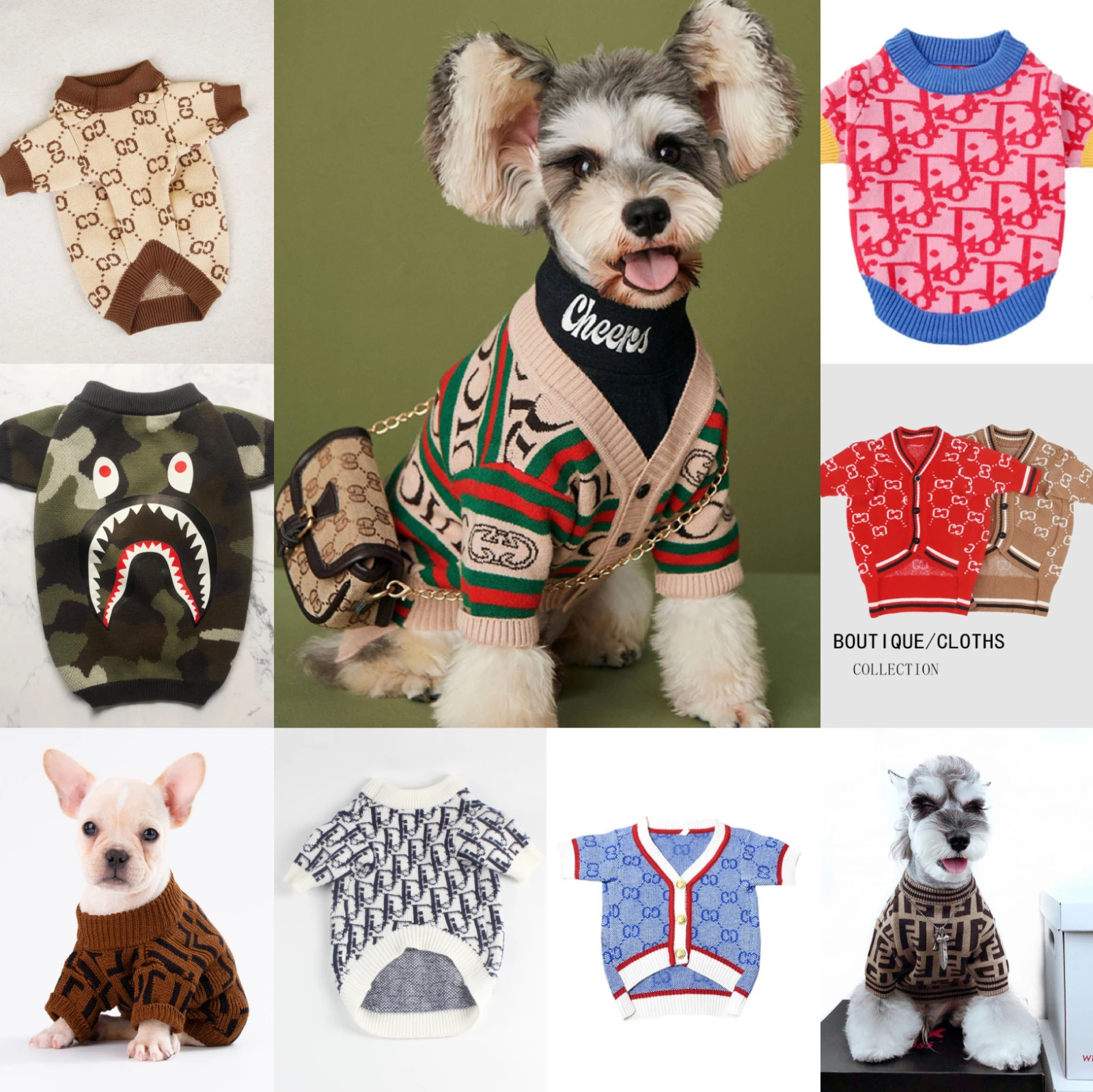 

Брендовые дизайнерские свитера для собак, Французские бульдоги, чихуахуа, одежда для маленьких и средних собак, пальто для домашних животны...