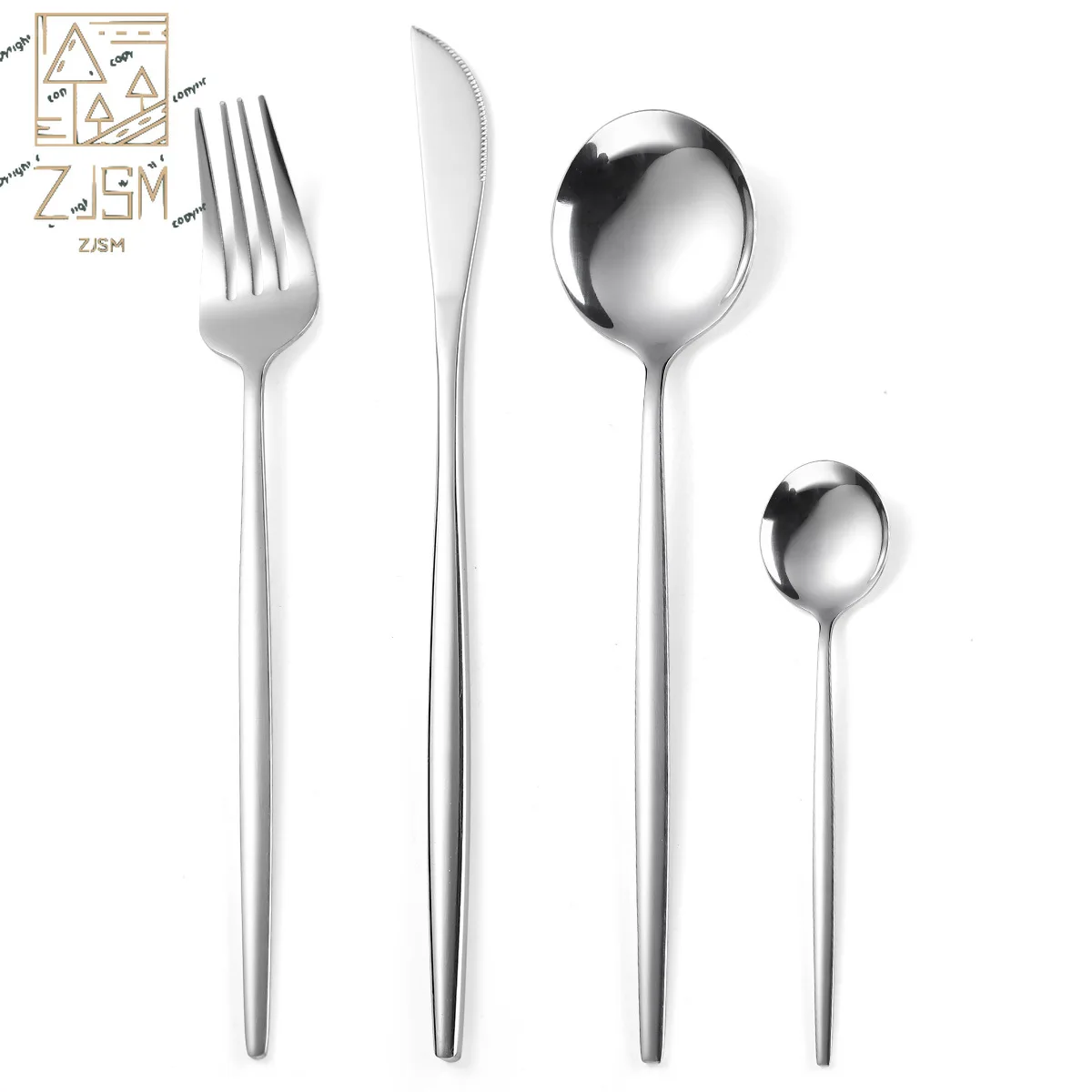 

4Pcs Western Tableware Steak Knife Fork Coffee Spoon Teaspoon Steel Cutlery Set 18/10 Stainless Steel Home Dinner Dinnerware Set