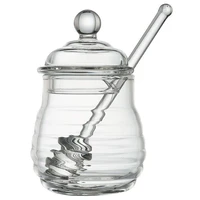 transparent glass honey jar with lid honey jar with dipper clear 9 ounces