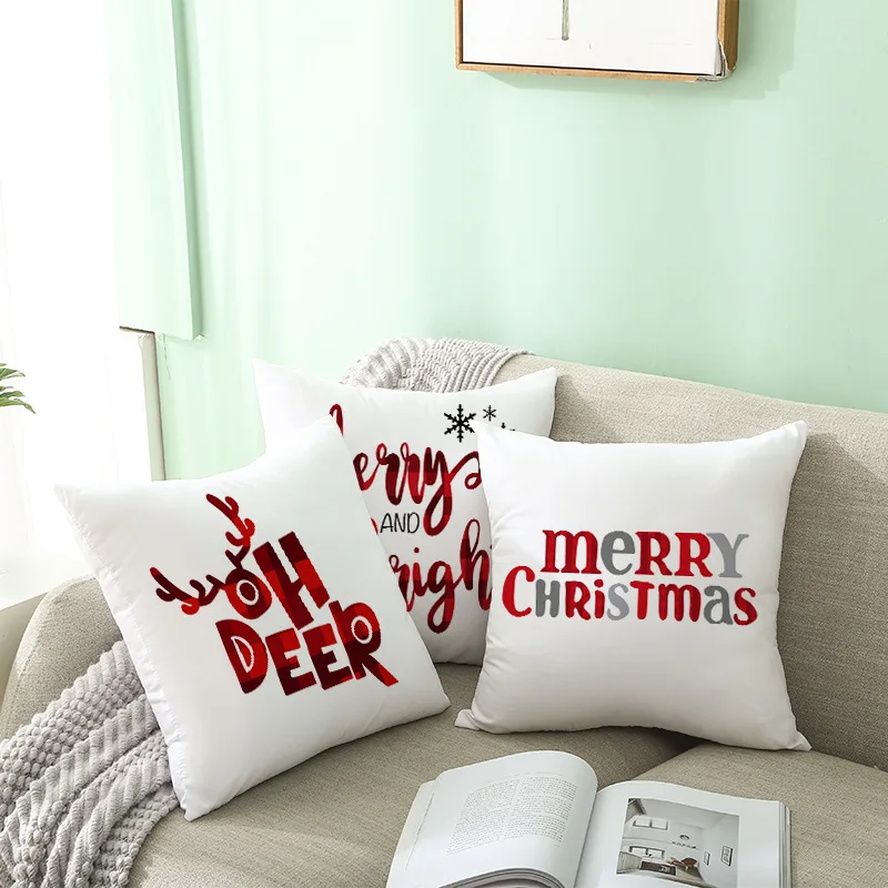 

45x45 Cartoon Christmas Hug Pillowcase Office Sofa Cushion Cover Home Decoration Durable Environmental Protection Pillowcase