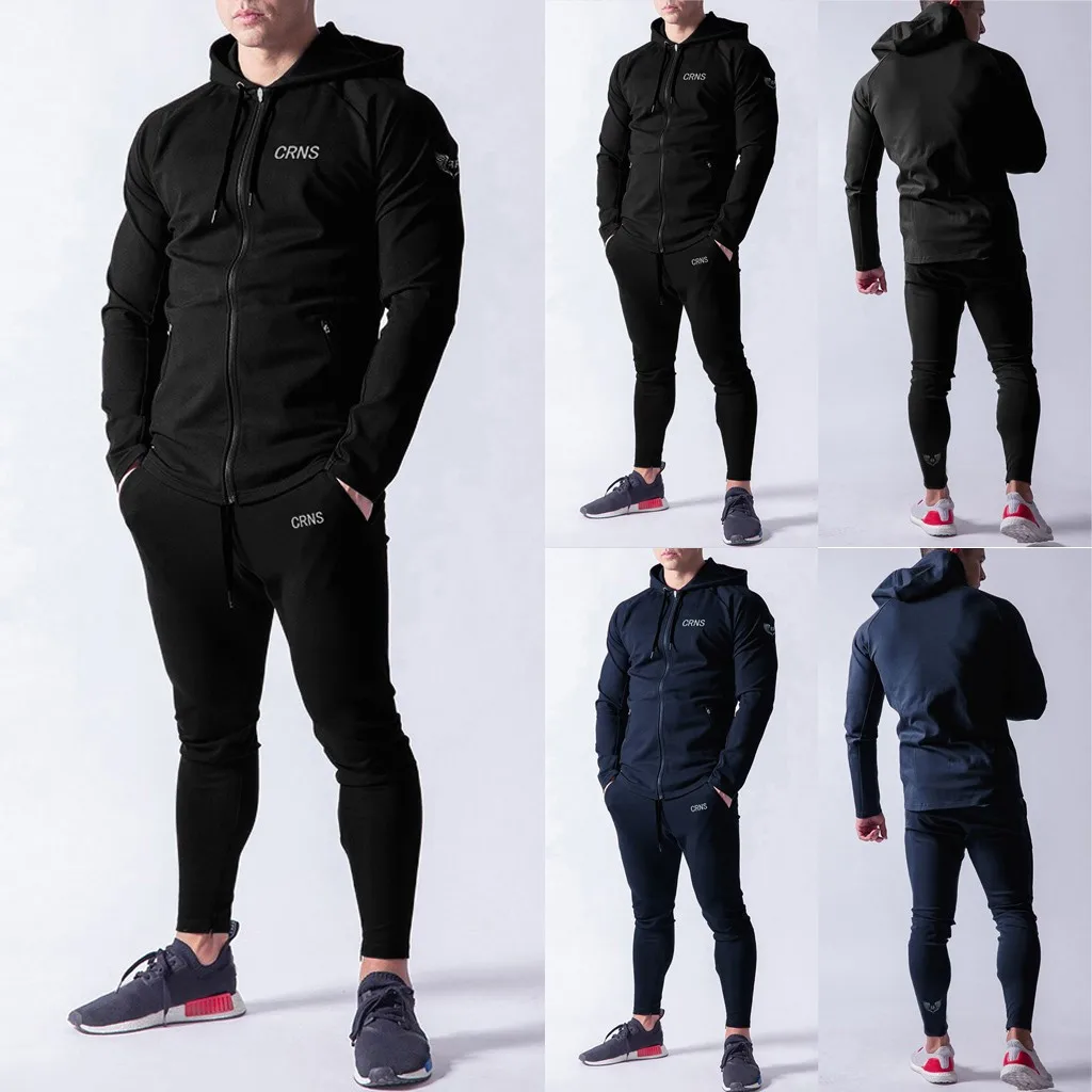 Новинка 2019 мужской костюм с капюшоном спортивная одежда из двух предметов зимняя