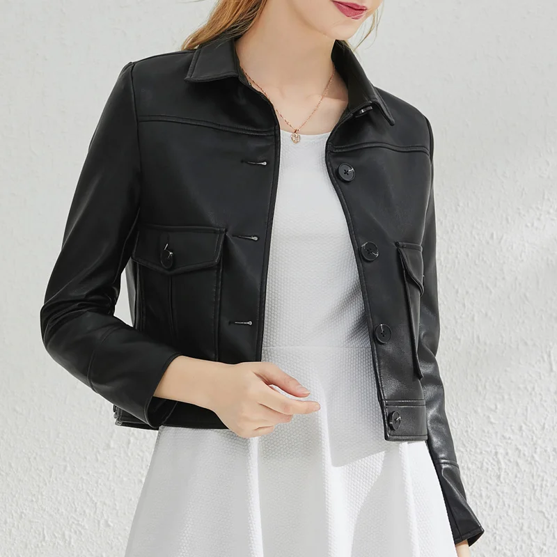 

2022 Fashion Temperament PU Leather Jacket