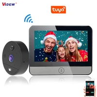 videw 4 3 tuya peephole door viewer wifi doorbell camera 1080p video intercom motion detection night vision for home apartment