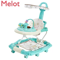 baby walker baby anti flip multi function with music foldable hand push walking frames