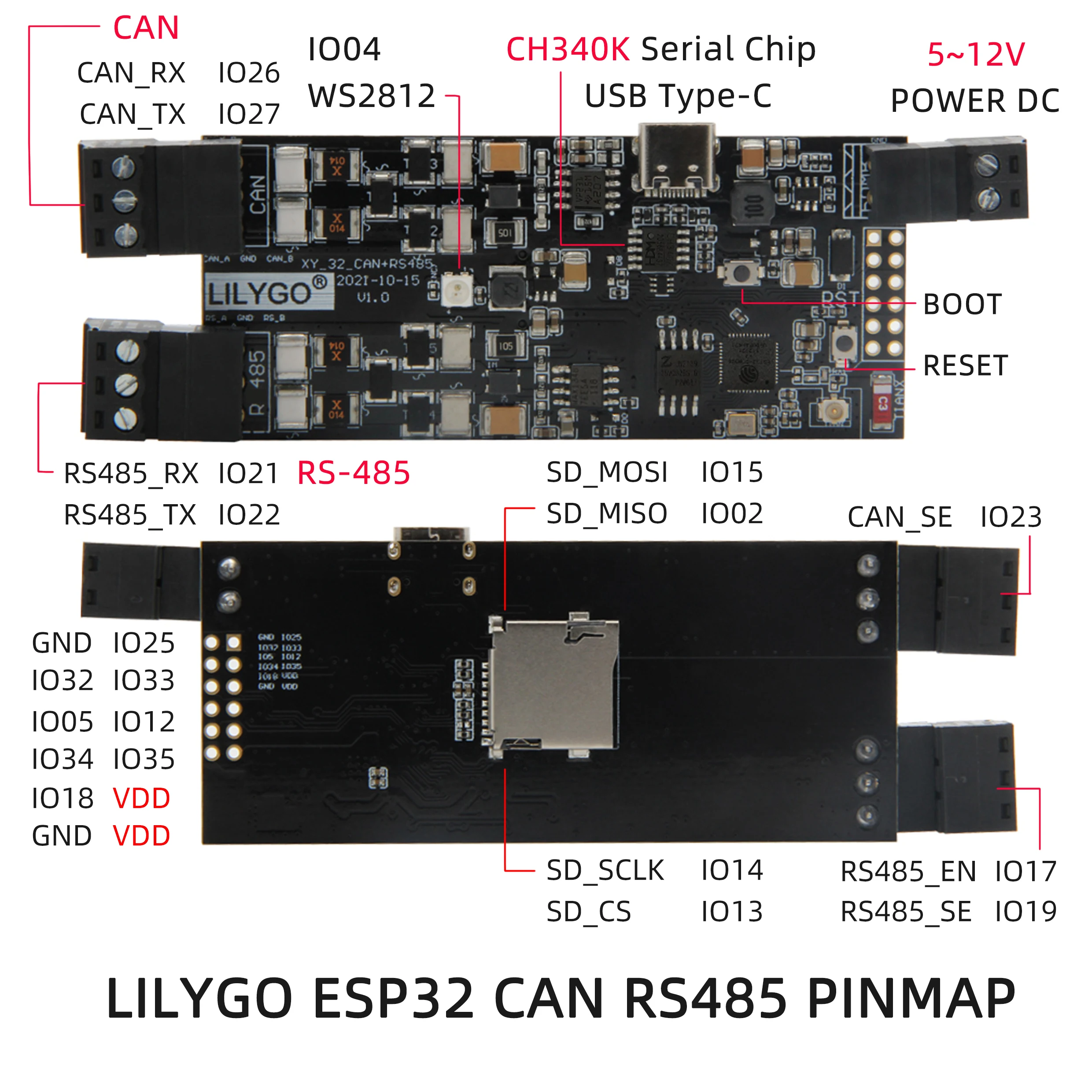 LILYGO® TTGO T-CAN485 ESP32 поддерживает TF-карту WIFI Bluetooth IOT инженерный модуль управления