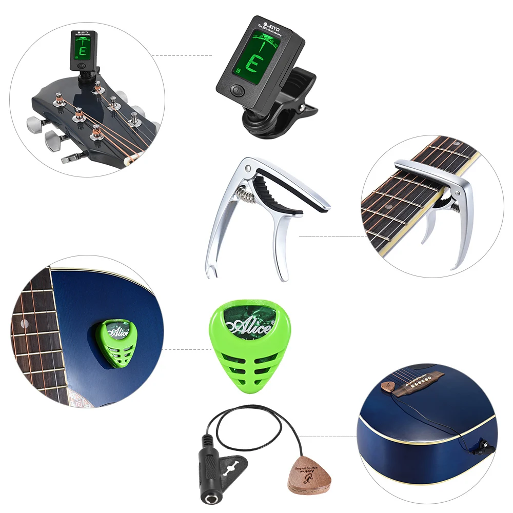 

Guitar Accessories Kit for Acoustic Guitar with Capo Clip-on Tuner Pickup Guitar Pick Holder 2pcs Picks Storage Box