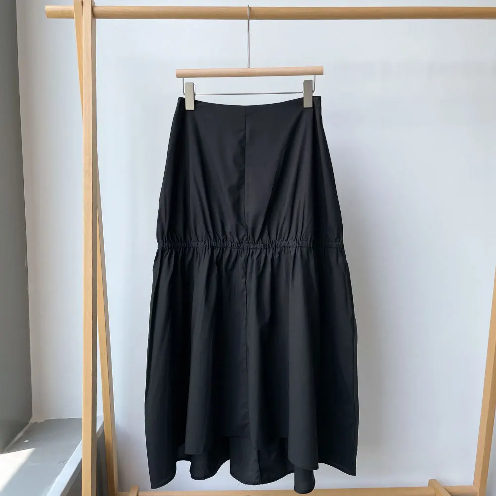 

Women Dress 2021 New Solid Color Laminated Elastic Pleated Mid-length Women Loose Summer Casual Tutu Dress