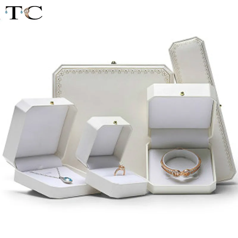 Качественная белая серия встроенная восьмиугольная коробка для колец браслетов