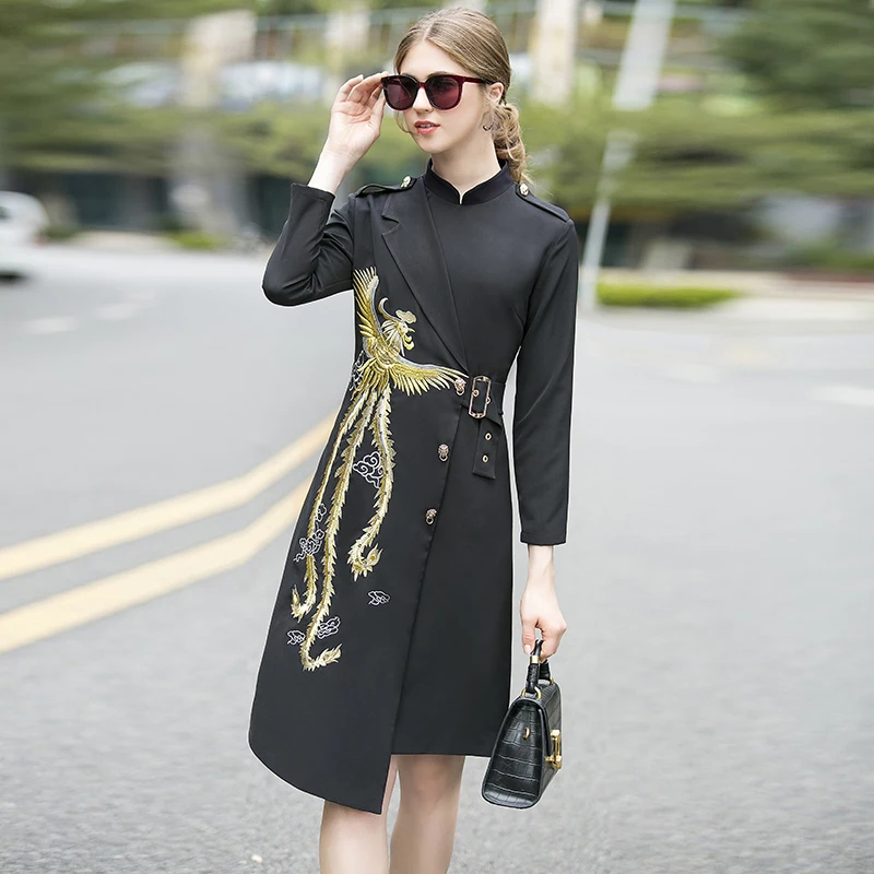 2020 весеннее элегантное платье с вышивкой высокое качество красивое до колена